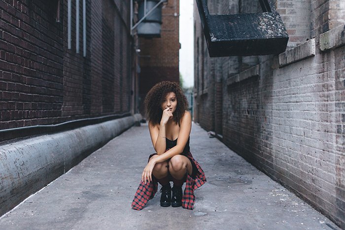 Diffused light on a young fashion model.