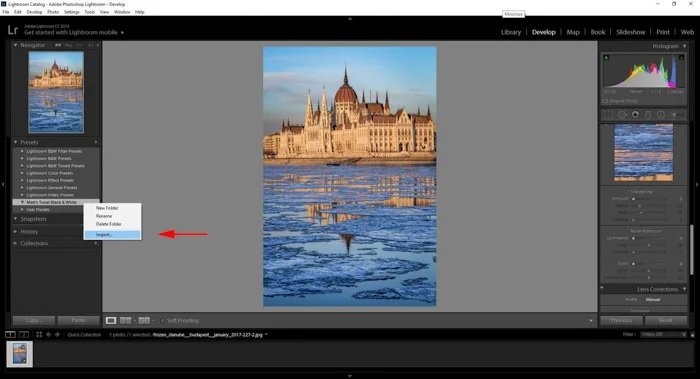 Install presets in lightroom screenshot