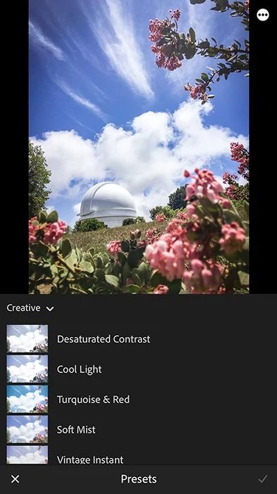 Screenshot of lightroom mobile