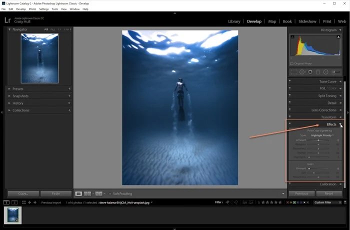 How to use Lightroom for vignette screenshot