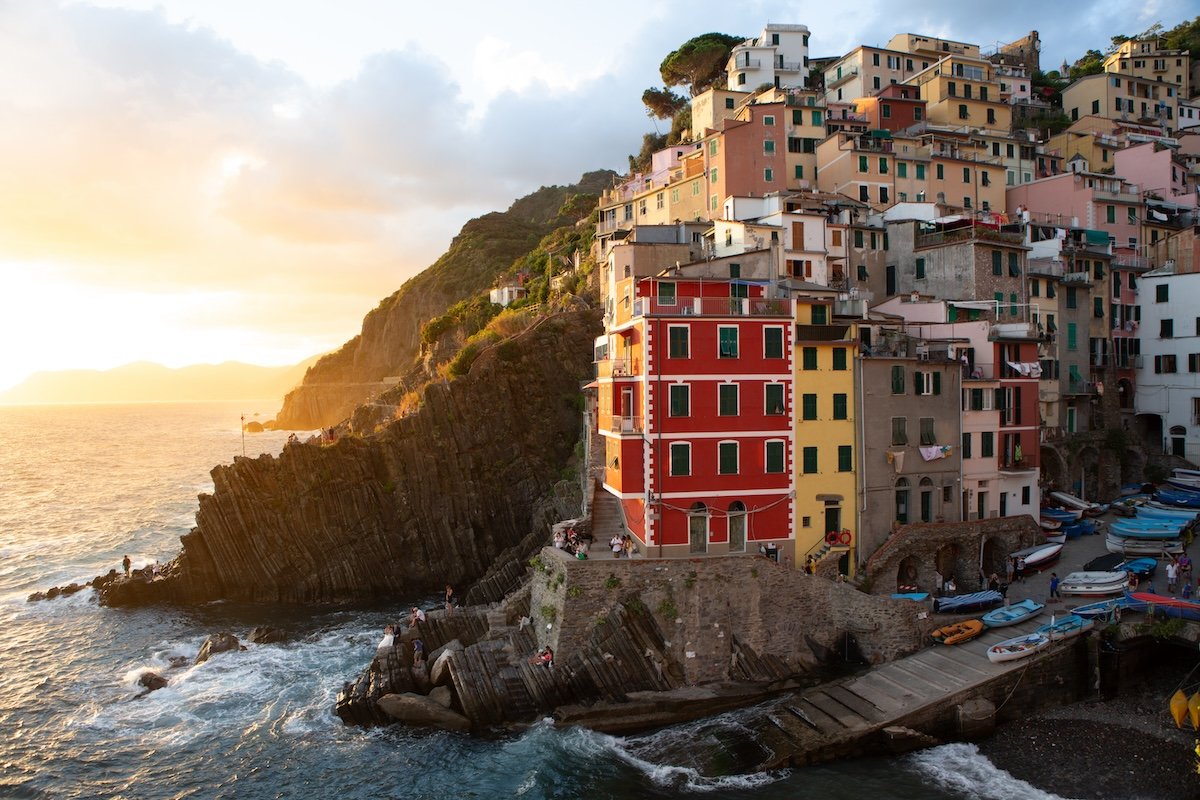 photograph of a colorful coastal town