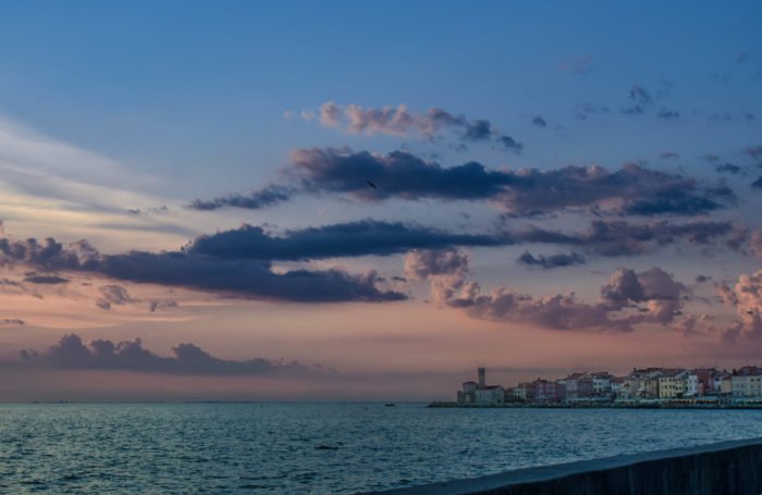 Photo of the sea at sunset